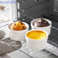 NOVAFABLE​ 6pcs Ramekin, 8 Oz Porcelain Dessert Cup, Baking Bowl with Lid High Temperature Resistant