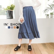 IN SHOP Thin Pit Strip Chiffon Crinkle Long Skirt (Total 5 Colors) [KT21187]