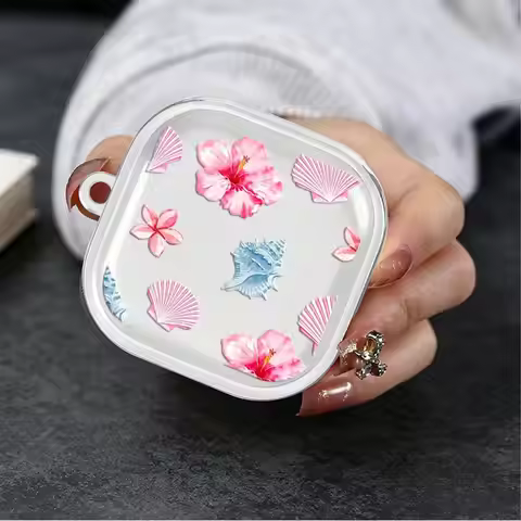 Clear Earphone Cases Cover With Hook Case For Redmi Buds 5 7 6 Pro 8Active 6Active 8 Lite Seashell F