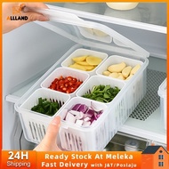 2/4/6/9 Grids Refrigerator Food Vegetable Fruit Storage Box/ Kitchen Chopped Green Onion Drain Divided Container