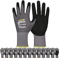 LOCCEF Work Gloves MicroFoam Nitrile Coated-6 Pairs,Seamless Knit Nylon Gloves,Gray Work gloves