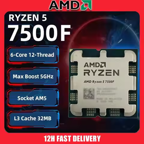 AMD Ryzen 5 7500F 3.7GHz 6-Core 12-Thread L3=32M Processor 65W R5 7500F Socket AM5 5NM DDR5 New Gami