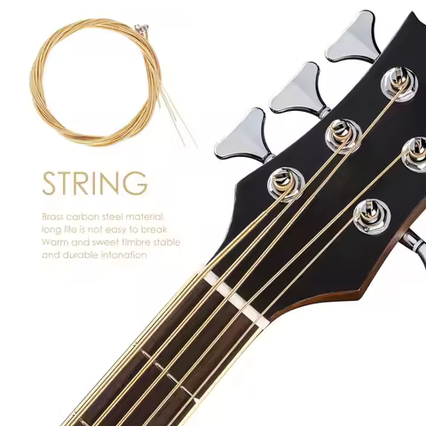 1Set Acoustic Bass Strings Durable Professional Carbon Steel Brass Replacement String Practical for 