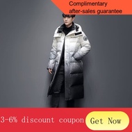 ! Down Jacket Couple down Jacket Men's and Women's Mid-Length over the Knee2022New Loose White Duck down Gradient Coat