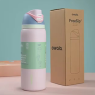 COD Owala FreeSip Insulated Stainless Steel Water Bottle with Straw BPA-Free Sports Water Bottle Gre