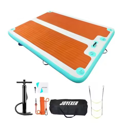 Inflatable Floating Dock 5ft 8ft 10ft Air Dock Platform Island Raft Mat with Rope Ladder Non-Slip Su