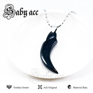 Kalung Liontin Batu Black Jade Kuku Macan Asli Original Giok Hitam