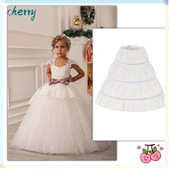 CHERRY Flower White Lace Petal Skirt, Fashionable Adjustable 3-Hoop Tutu Girl's Princess Skirt