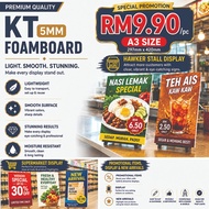 KT Board 5mm A3 Custom Print | Papan Iklan Promosi | Menu Kedai | Foam Board Display  (print only)