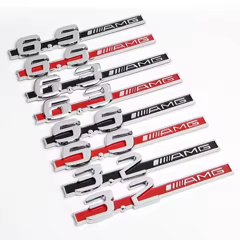 3d ABS Chrome Black Logo 3.2 5.5 6.5 6.3 AMG Emblem Sticker Car Fender Side Badge For Mercedes Benz 