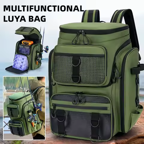 50L Fishing Backpack with Rod Holders Chest Bag Fish Tackle Lure Organizer Storage Bagpack Outdoor C