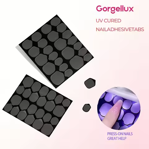 Gorgellu UV Cured Nail Adhesive Tabs Super Sticky Breathable Double Sided Jelly Easy To Use Press Na
