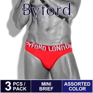 boxer lelaki (3 Pcs) Byford Men Brief Microfibre Spandex Men Underwear Assorted Colours - BUB670M