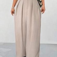 Plus Size Office Women Outfits, กางเกงขายาวเอวสูงสีดำ เส้นตรง เป็นชุดทำงานแบบมินิมอลและสไตล์สำหรับใส