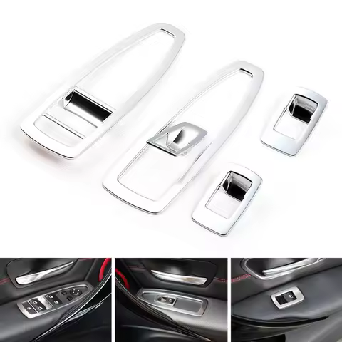 A30P-5Pcs ABS Matt Silver Chrome Door And Window Control Switch Panel Cover For BMW 3 GT X1 X2 1 3 4