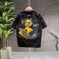 Hua Kemei Men's Loose Short-Sleeved T-Shirt - Summer Retro Streetwear 2025