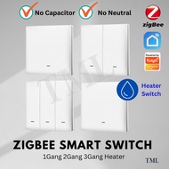 Zigbee WiFi Smart Wall Light Switch 1G 2G 3G 20A Push Button No Neutral No Capacitor Smart life Alex