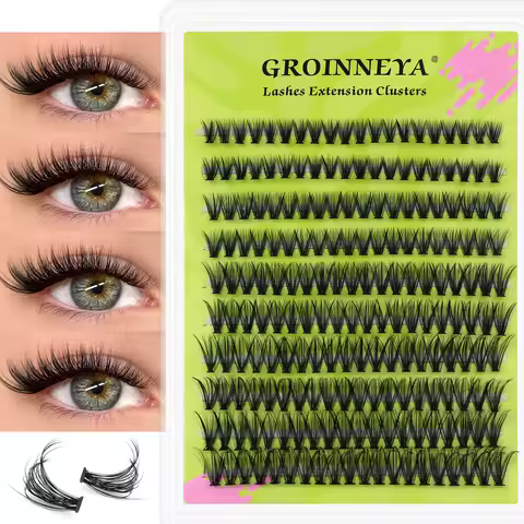 GROINNEYA Lash Clusters Wispy Eyelash Clusters Cluster Eyelash Extensions Natural Volume Lash Extens