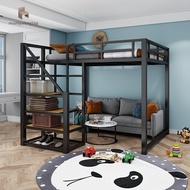 muzhiyufeng2.sg Iron Art Bunk Bed Elevated Bed Apartment Saves Space Loft Bed Thickened Iron Frame B