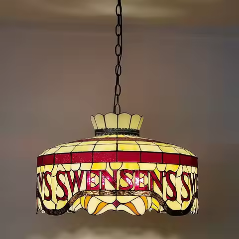 52CM European Style Stained Glass Chandelier With Tiffany Style Swensens Ice Cream Restaurant Lighti