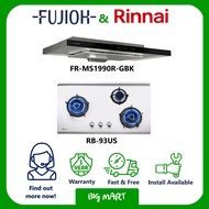 RB-93US &amp; FR-MS1990R-GBK RINNAI GLASS HOB with FUJIOH SLIM HOOD