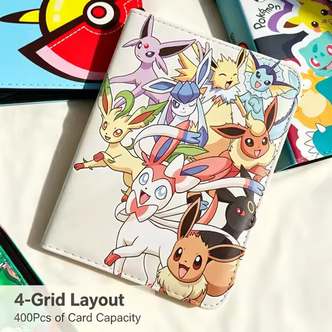 400Pcs Cards Capacity Pocket monster Card Album Waterproof Zipper 4 Pocket EVA Game Card Collection 