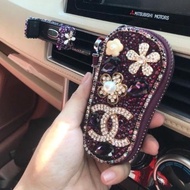 UNGU GANTUNGAN SQUARE WALLET / Car Keychain DAD crown chanel bling blink imported purple leather