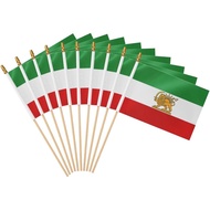 12 Pek Bendera Tangan Iran Bersejarah Lama dengan Gambar Singa Matahari dan Mahkota, Saiz 5x8 Inci p