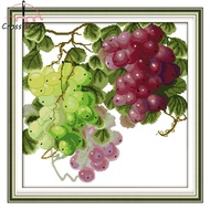 Grape Cross Stitch Complete Set With Pattern Printed Unprinted Aida Fabric Canvas 11CT 14CT Stamped Counted Cloth With Materials DIY Needlework Handmade Embroidery Home Room Wall Decor Sewing Kit