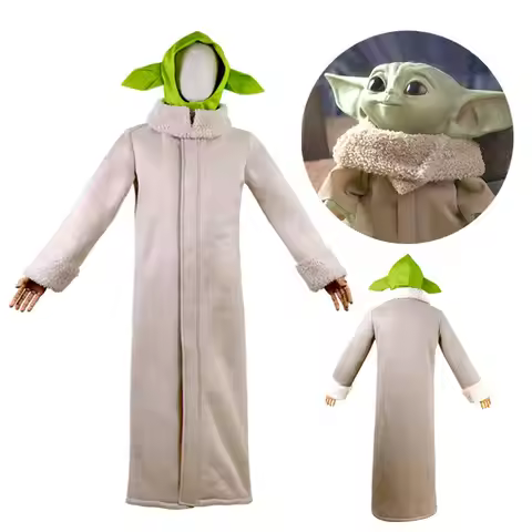 Halloween Alien Cosplay Costume Baby Yoda Hooded Cape Robe for Boys and Girls Universal Mandalorian 