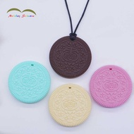 Baby Silicone Teether Baby Soothing Pendant Creative Silicone Sandwich Biscuit Molar Chewing Gum
