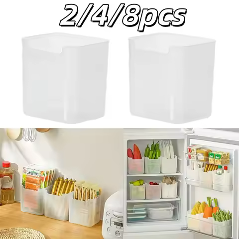 2/4/8pcs Fridge Side Door Storage Boxs Kitchen Food Vegetable Fruit Classification Box Plastics Misc