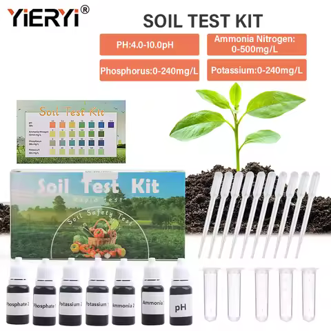 Upgraded 4 in 1 Soil Test Kit Liquid PH NPK Soil Meter Nitrogen Phosphorus Potassium Soil Test Detec