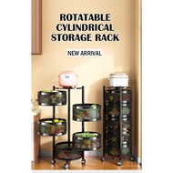 Kitchen Rotating Storage Box Basket Trolley Rack