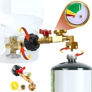 [STTR] 1Lb Tanks Propane Refill Adapter 20Lb to 1Lb Converter with Gauge Valve Brass 90-Degree Elbow
