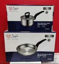 可分開賣 每件$150  一套$288。BUFFALO 套裝 18CM 單柄煲 加 26CM煎PAN 平底鑊 18/10 不鏽鋼
