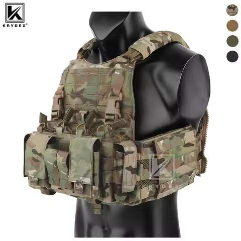 KRYDEX SCARAB Plate Carrier Tactical Heavy Duty Modular MOLLE Vest With 556 Magazine Pouch Placard F