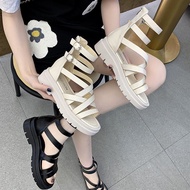 Ulzzang Sepatu Sandal Wanita Flat Open Toe Korea Casual Platform Sandals Retro Vintage Beach Sports 