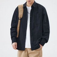 CHUNTUAN | เสื้อเชิ้ตทำงานแขนยาว คอลลาร์พับ พรีเมี่ยม กระเป๋าแบบเรโทร 350G