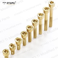 RTAMO | M4 M5 M6 Grade 5 Titanium Alloy DIN912 Standard Socket Cap Bolt Universal Fitment 1 Piece Sold Gold/Rainbow