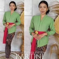 Kanaya Setelan Kebaya bali katun airflow strait lengan kerut dan rok katun batik Obi kebaya wisuda p
