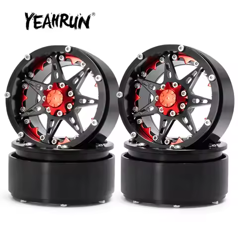 YEAHRUN 2/4pcs Metal Wheel 2.2 Beadlock Wheels Rims for 1/10 RC Crawler Car Axial SCX10 TRX-4
