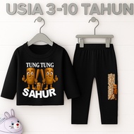 TUNG TUNG TUNG SAHUR Boys' Pajamas Set Long Sleeve Long Pants 3 Years-10 Years Baju Tidur Budak Lela