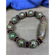 Agate Three-Eyed Dzi Bead Bracelet Men's Dzi Bead Agate Bracelet Supply