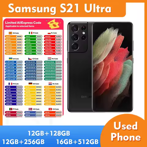 Samsung Galaxy S21 Ultra 5G SmartPhone 128GB/256GB/512GB ROM 12GB/16GB RAM 108MP Used Phone