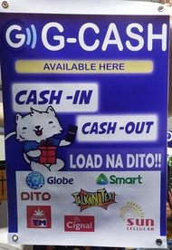 Gcash in & Gcash out Tarpaulin size 18 inches x 24 inches