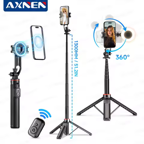 AXNEN C20 Magnetic Selfie Stick Tripod for iPhone 12-16 Pro Max Travel Stand with Magsafe Phone Clam