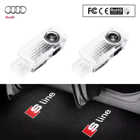 2Pcs LED Car Door Emblem Light Welcome Lamp Laser Projector Stickers For Audi A3 8L 8V 8P A4 B5 B6 B