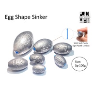 Egg Sinker 5g-100g Batu Ladung Timah Bullet Oval Olive Weighted Lead Fishing Pancing Soft Plastic Jig Casting Sea Bottom