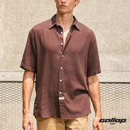 GALLOP : LINEN CASUAL SHIRT เสื้อเชิ๊ตผ้าลินินแขนสั้น รุ่น GW9023-สี Walnut / ราคา 1490.-